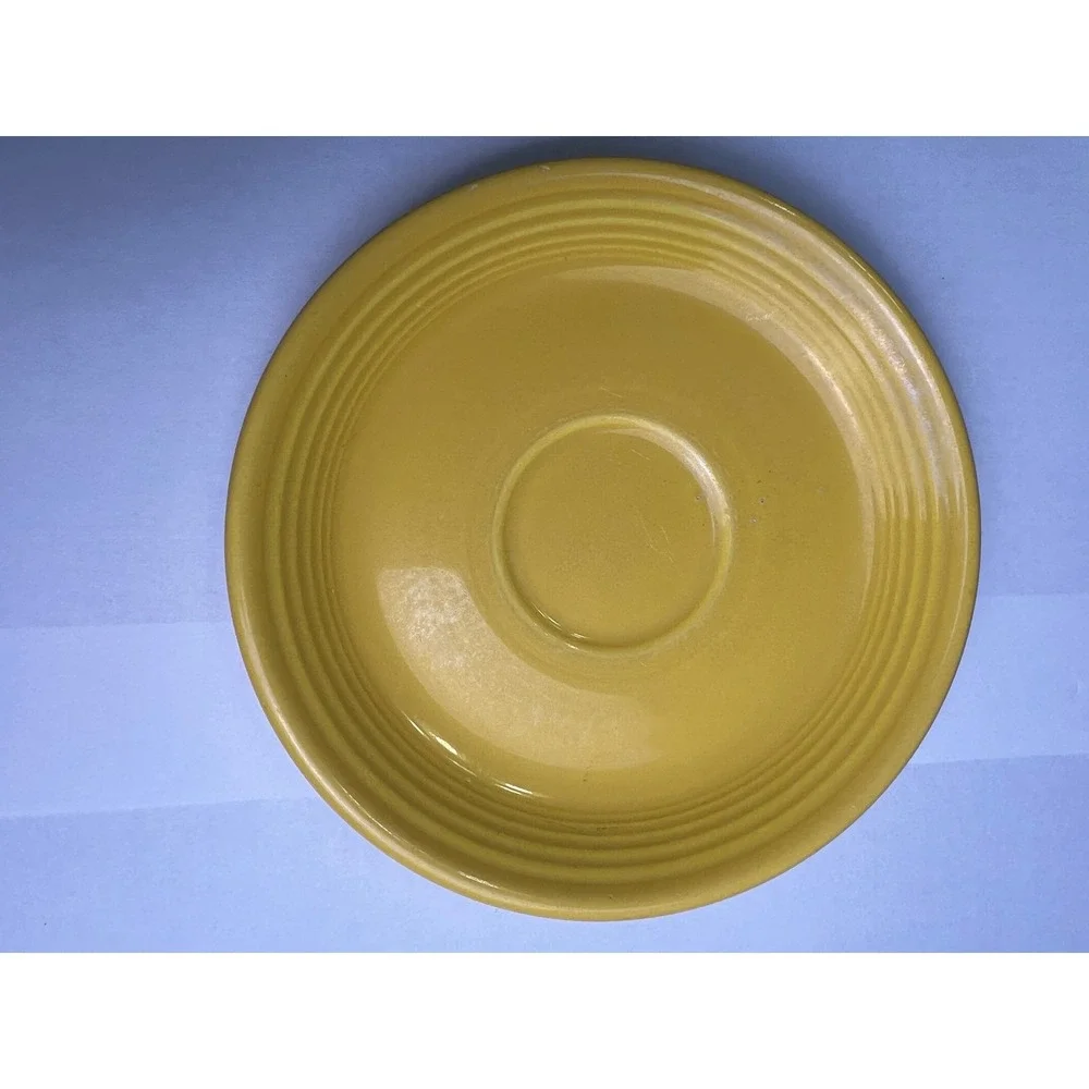 Vintage Genuine Fiesta Ware Yellow Saucer Plate Pottery HLC USA 6.25